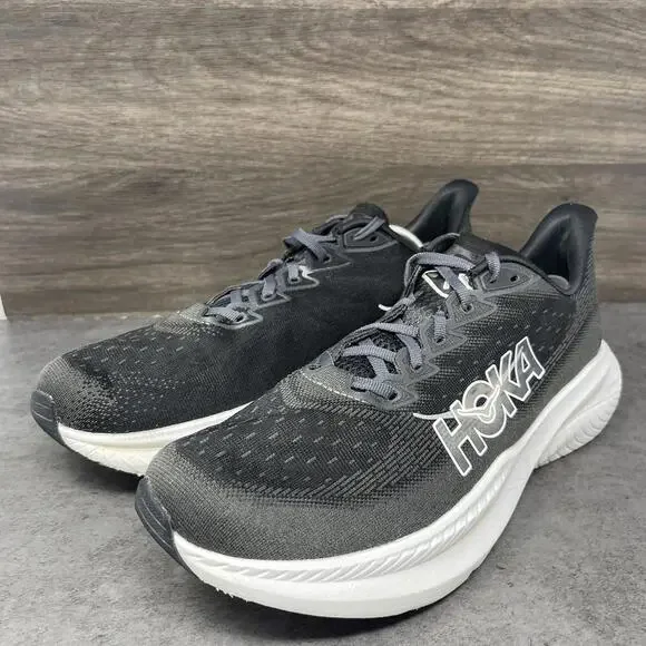 HOKA Mach 6 Running Shoes Mens Size 11.5 Black White Sneakers One One